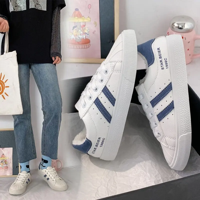 

Women Sneakers 2020 Caual Shoes Fashion White Sneaker Round Toe Lace-Up Platform Zapatillas Mujer Reflective strip Designer