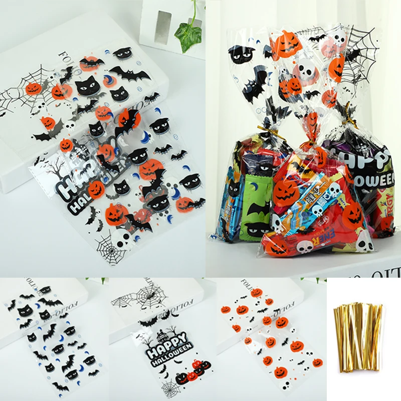 

Halloween Candy Packaging Bag Cartoon Pumpkin Head Halloween Activity Pattern Flat Mouth Bag Can Be Mixed