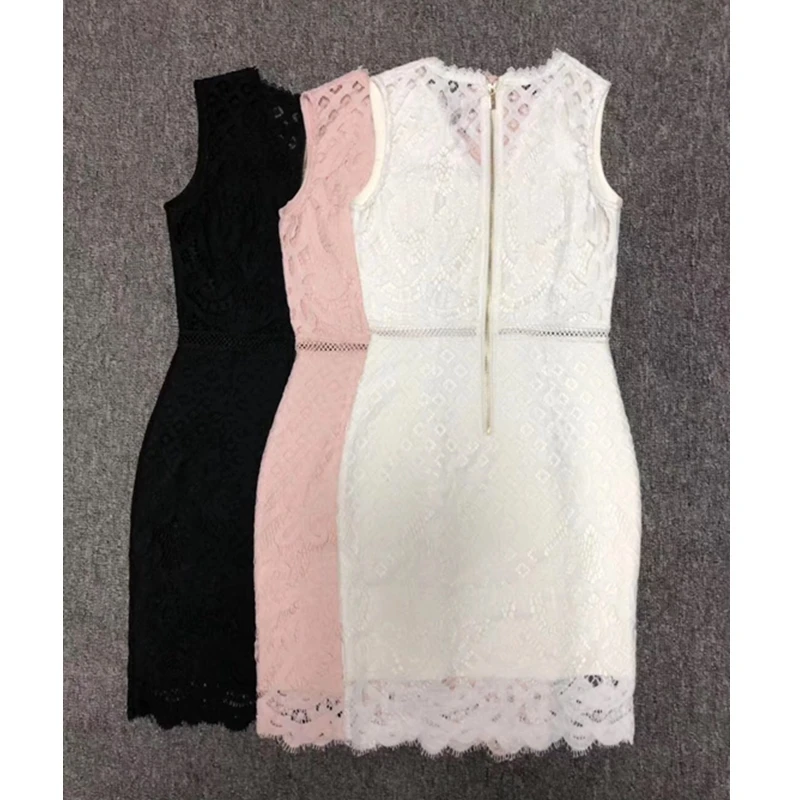 

Fashion Good Quality Elegant Sleeveless V Neck Dress Bandage With Lace Dress Wedding Bridesmaid Party Dress Vestidos Wholesale