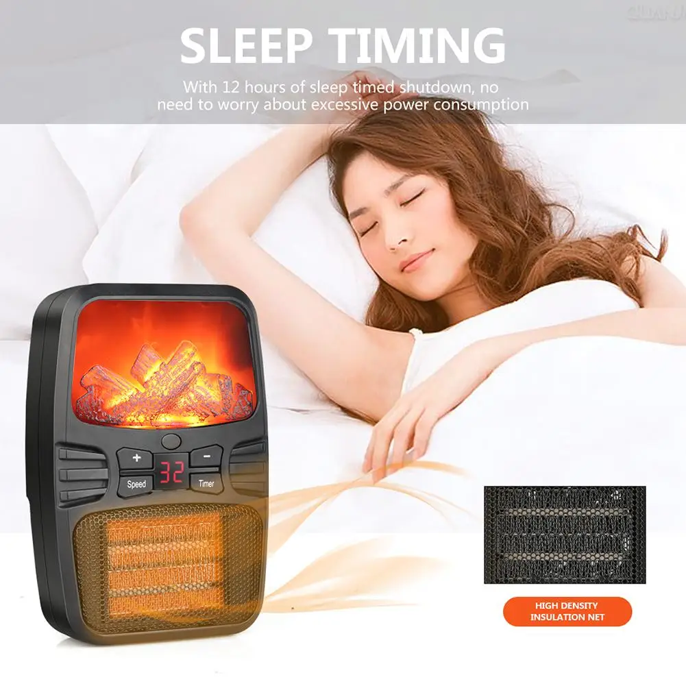 

1000W Flame Heater Desktop Space Heater Electric Warm Fan Flame Heater Small Adjustable Heater For Home Office Dormitory