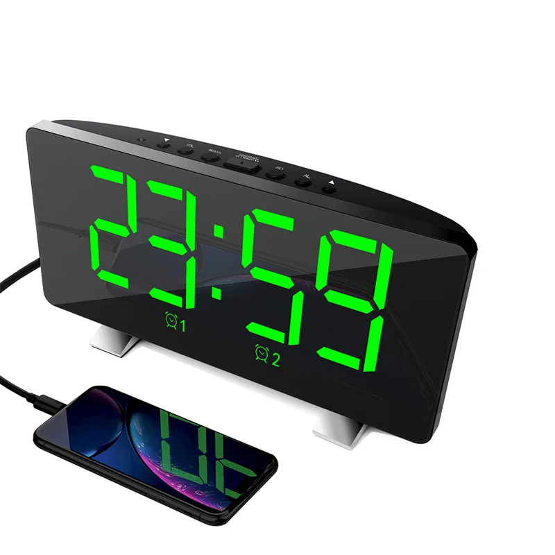 Светодиодный цифровой будильник с USB зарядкой светодиодный дисплей большим