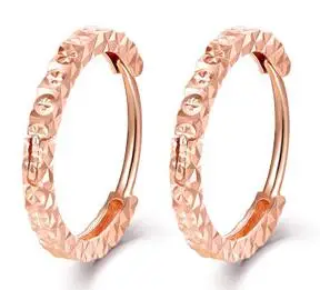 Rose Large Модные Звездные алмазные резные 18 к Настоящее твердое подлинное Золотое кольцо для пирсинга Серьги Женщины Девушки высококлассные Необычные Вечерние подарки - Цвет камня: Rose Large