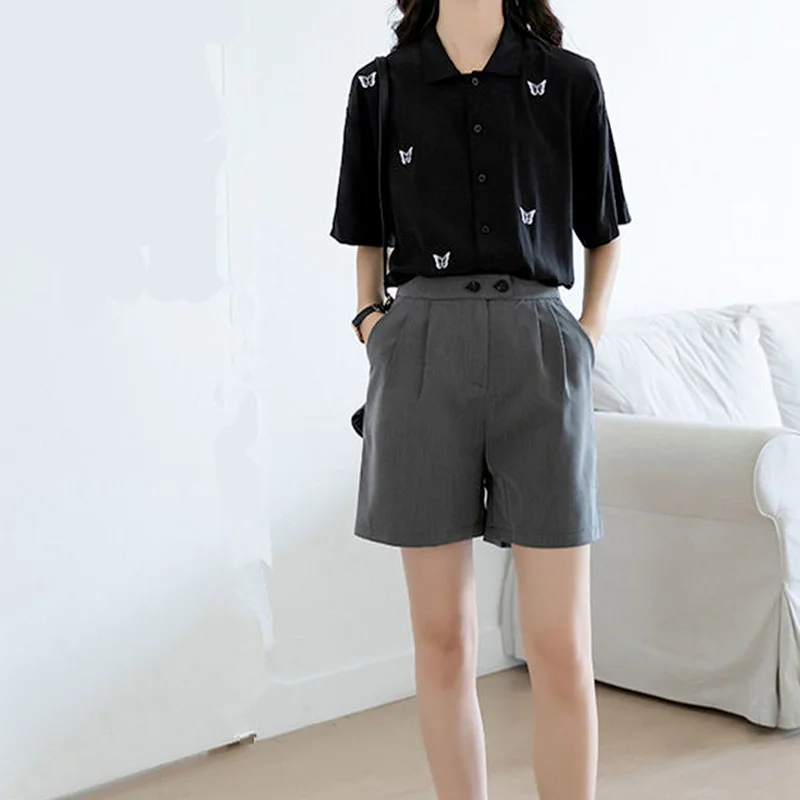 Женская рубашка с вышивкой свободного покроя в Корейском стиле простая шикарная