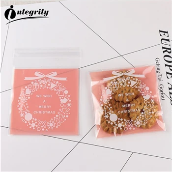 {D& P 100pcs 10X10+ 3 см Рождество печенья конфеты упаковки хлеба самоклеящаяся Пластик печенье закуски выпечка посылка милые сумки через плечо - Цвет: CUTE 23