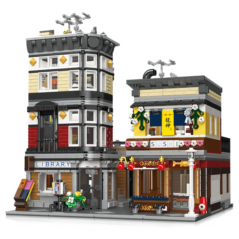 

IN STOCK JIESTAR 89127 2662Pcs Ideas Street Sushi Corner Store Moc Bricks Modular House Model Building Blocks Christmas Toys