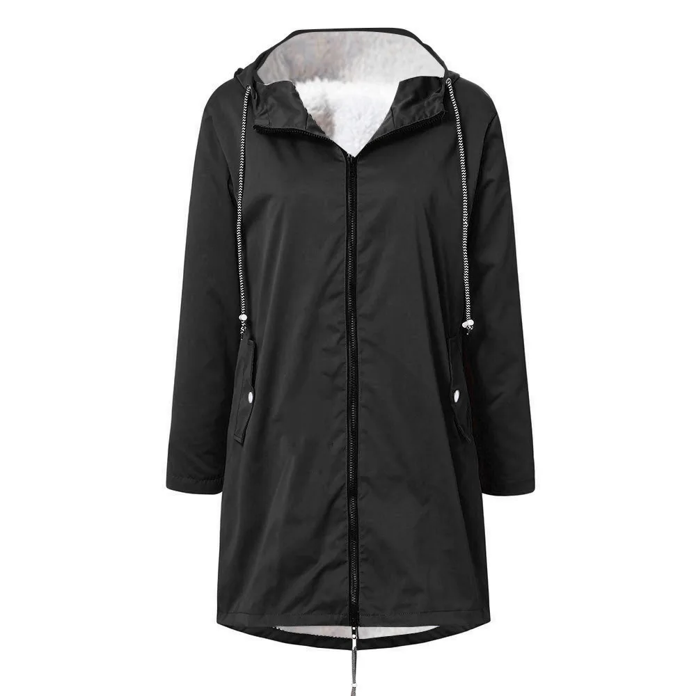 

Womens Jacket Solid Winter Warm Thick Slim Outdoor Plus Size Hooded Raincoat Windproof Outwear Female Long Coat Plus Size #45