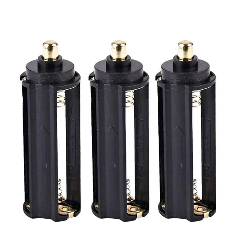 Черный цилиндрический 3 AAA пластиковый держатель аккумулятора адаптер чехол