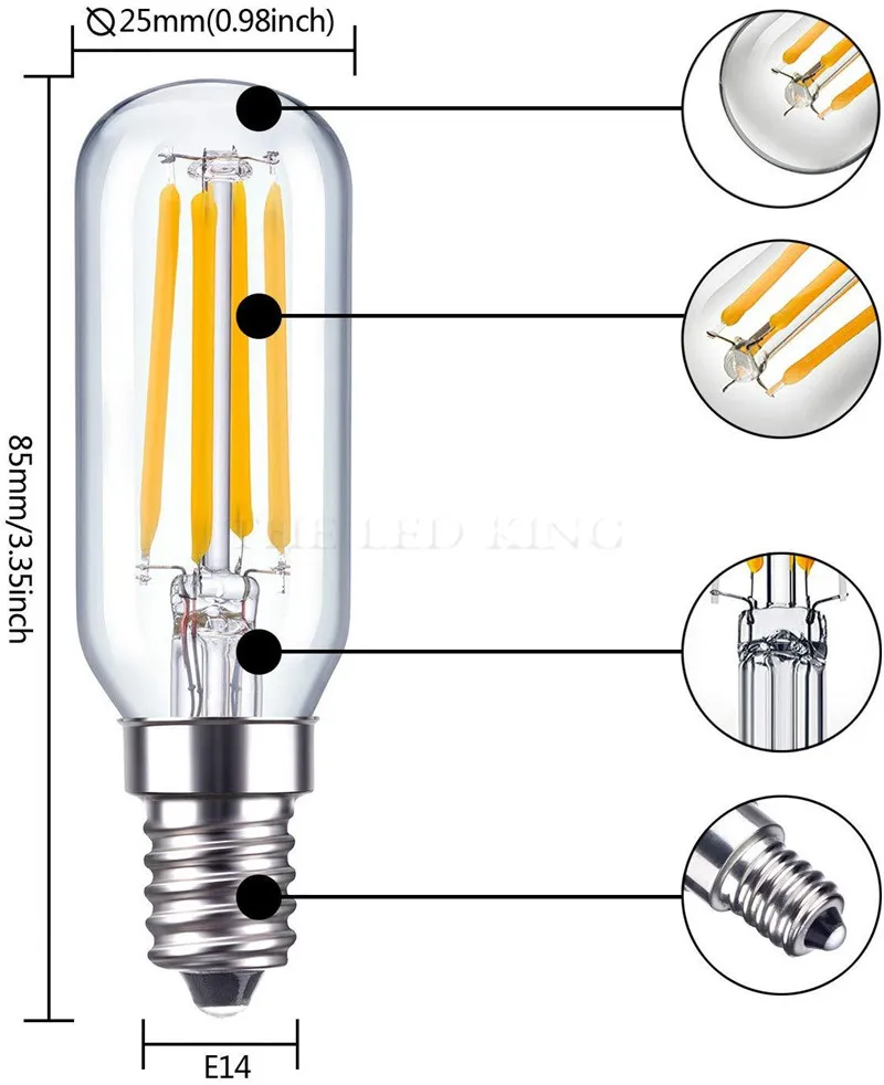 E14 LED COB Cooker Hood Extractor T25 Light Bulb 9W 220V Ceramic Lamp replace Halogen for Candle Crystal Chandelier refrigerator | Освещение