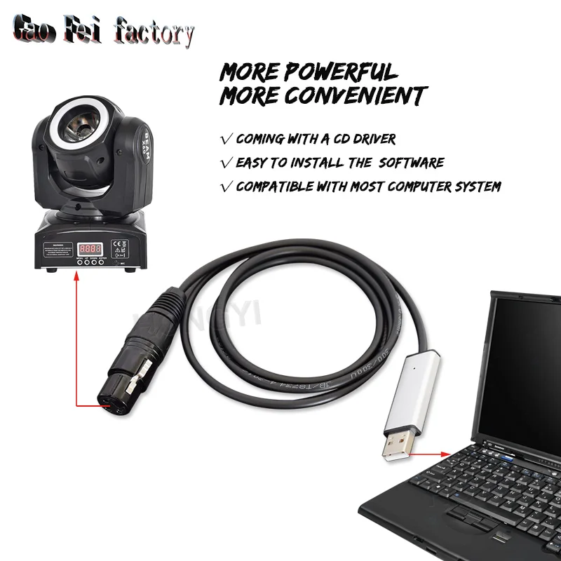 Usb к Dmx интерфейсному адаптерному кабелю для сценического светильник ПК Dmx512