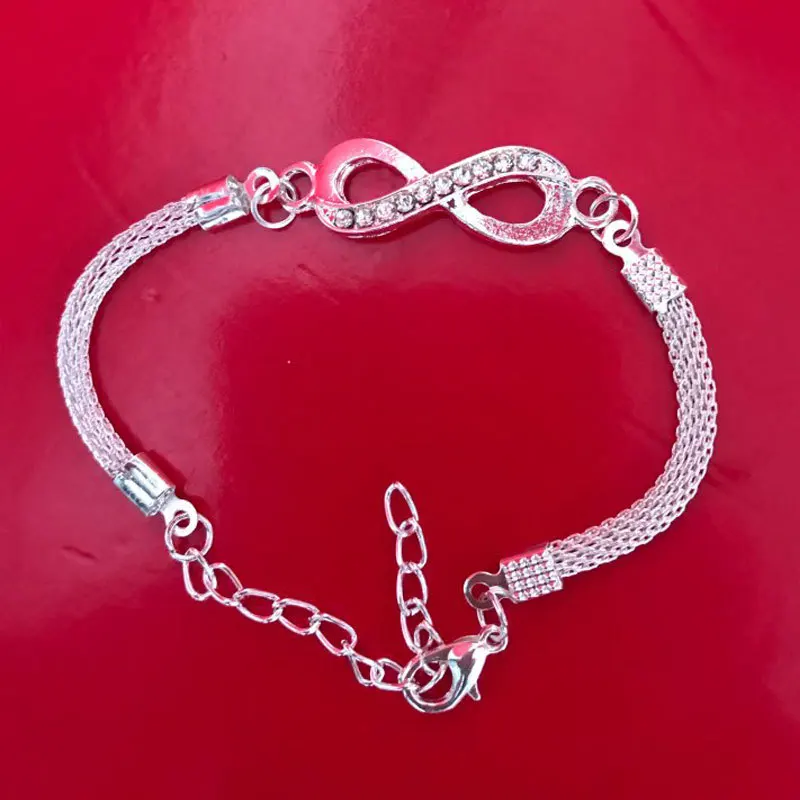 Hot Sale Rhinestone Infinity Bracelet Men's Women's Link Chain Jewelry Pulseira Braccialetto | Украшения и аксессуары