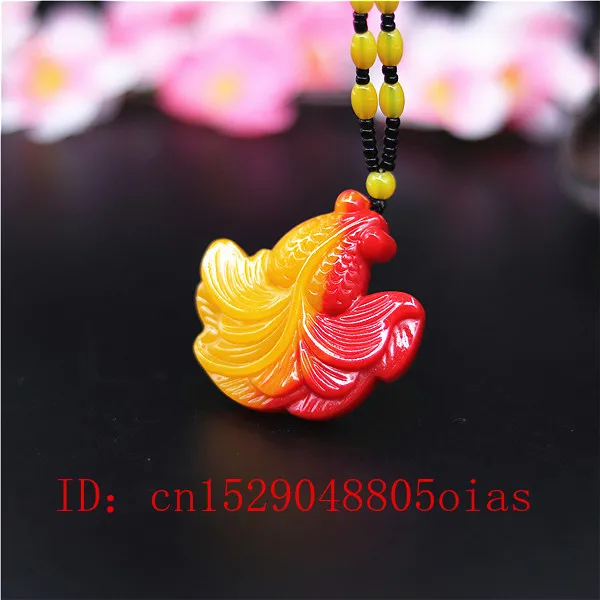 Натуральный красный желтый нефрит камень Золотая рыбка ожерелье из бисера