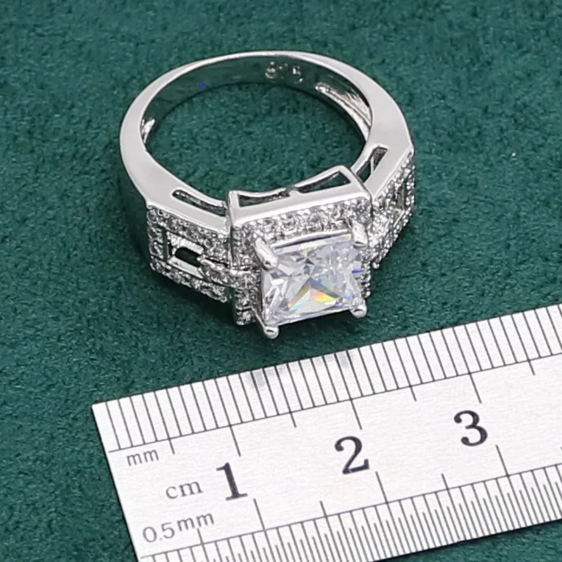 Роскошный белый циркон 925 серебро набор украшений для женщин браслет Длинные