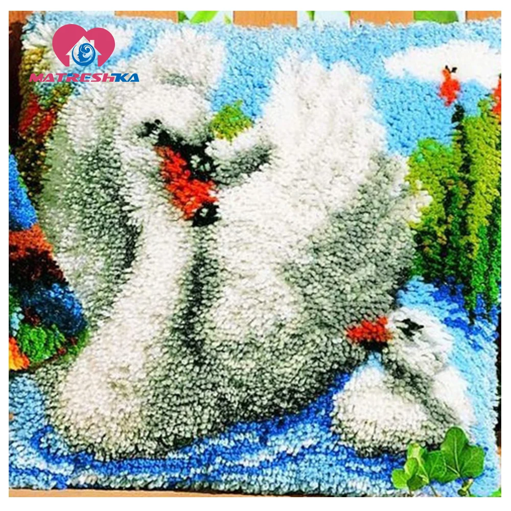 Лебедь ковер Вышивка крестом Подушка с защелкой крючок Сделай Сам пуговицы foamiran