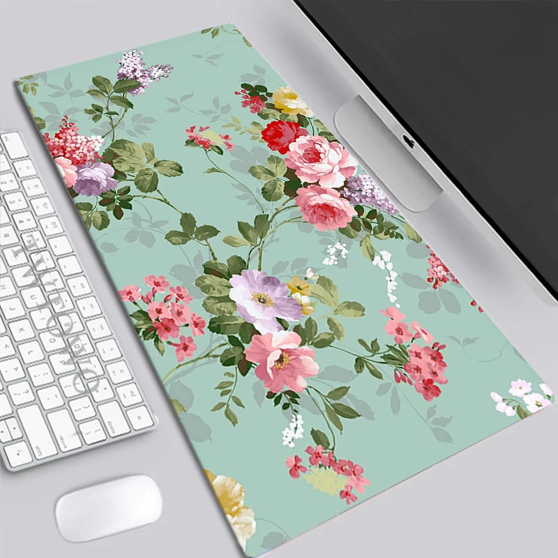 

Mousepad Computer Large XXL keyboard pad Desk Mats Floral Flowers Gamer Laptop Office Natural Rubber Anti-slip Table Mat