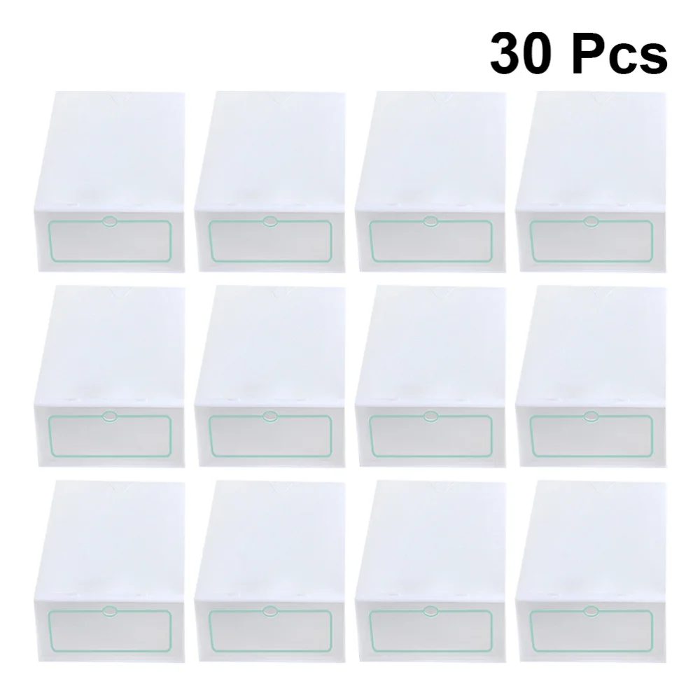 

12PCS Shoes Boxes Thickenes Transparent Stackable Shoes Storage Case Shoe Container - Size (White)