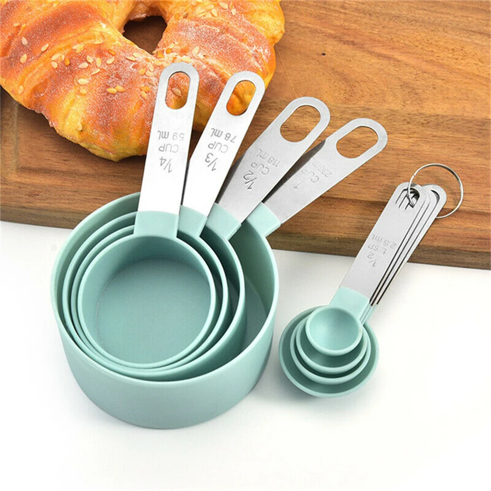 

8pcs Multi Purpose Spoons/Cup Measuring Tools PP Baking Accessories Stainless Steel/Plastic Handle Kitchen Gadgets Baking Tools