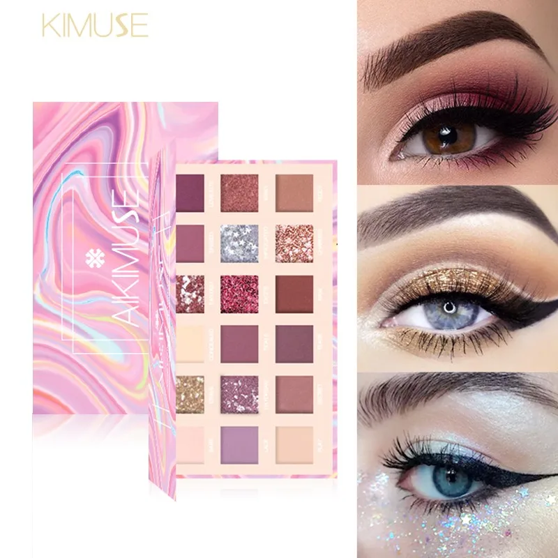 KIMUSE, новая блестящая палитра теней для век, сияющая материя, 18 цветов, новинка, водостойкие пигментные тени для век для макияжа, палитра