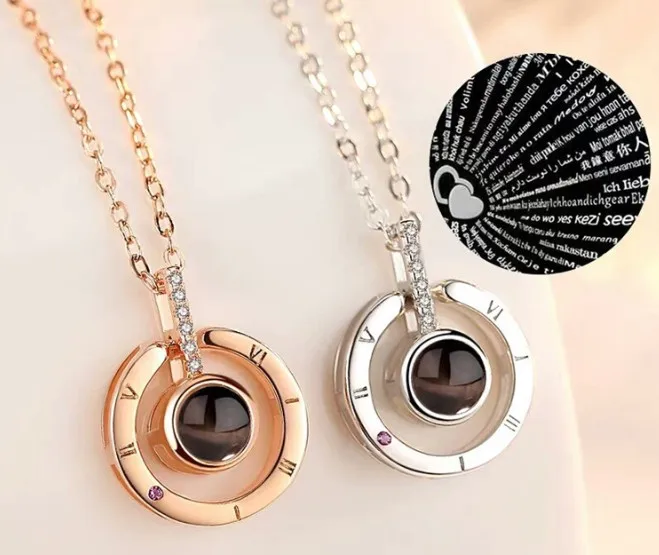 Романтичное любовное сердечко свадебное ожерелье с любовной памятью розовое