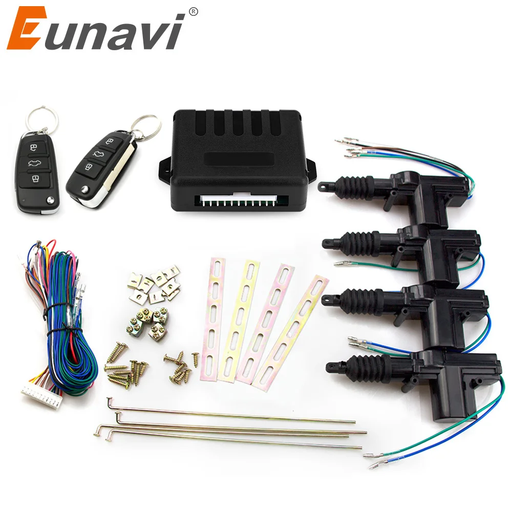 

Eunavi Universal Car Remote Control Central Locking Keyless Entry System Car Power Door Lock Actuator 12-Volt Motor (4 Pack)