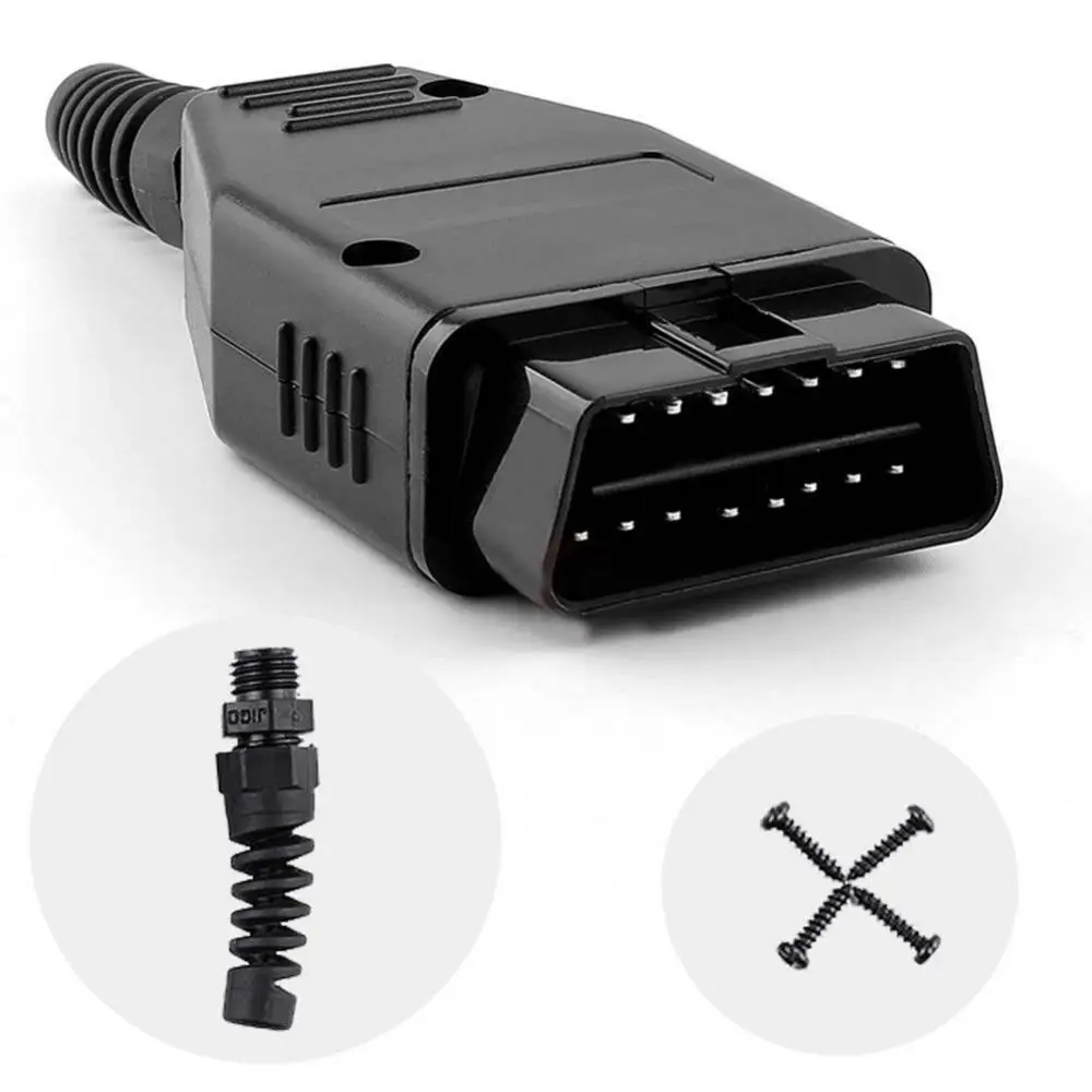45% Hot Sales!! Durable 16 Pin Male Shell Diagnostic Adaptor Cable OBD2 Connector Plug Auto Tool