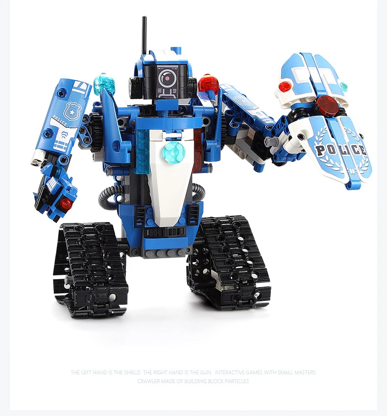 Technic 2,4 Ghz rc трансформация гусеничный полицейский робот строительный блок со звуковым кирпичом полицейский автомобиль радиоуправляемые игрушки
