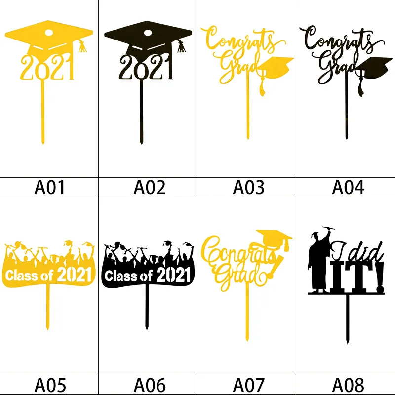 

Class Of 2021 Acrylic Student Graduation Party Cake Topper Graduation Hat Cupcake Flag Student Graduation Ceremony Decor