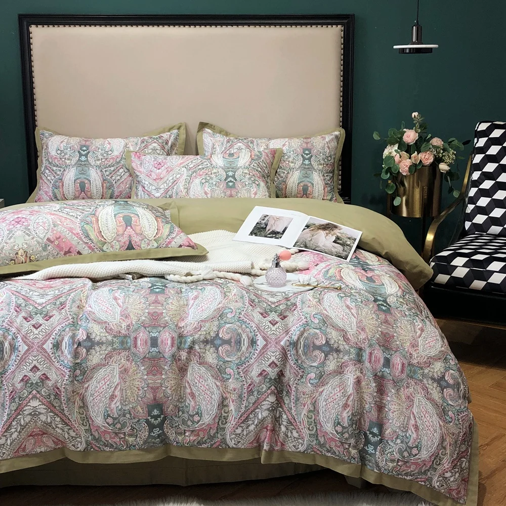 Комплект постельного белья TUTUBIRD с голубым цветочным рисунком сатин 100%