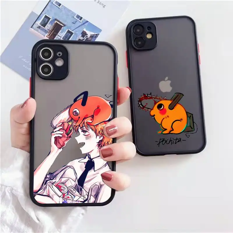 

Chainsaw Man Anime Cartoon Phone Case matte transparent For iphone 7 8 11 12 13 plus mini x xs xr pro max cover