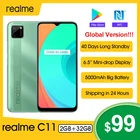 Смартфон Realme C11, 6,5 дюйма, 5000 мА ч, 40 дней в режиме ожидания, 3 слота для карт, Android, камера 13 МП, мобильный телефон