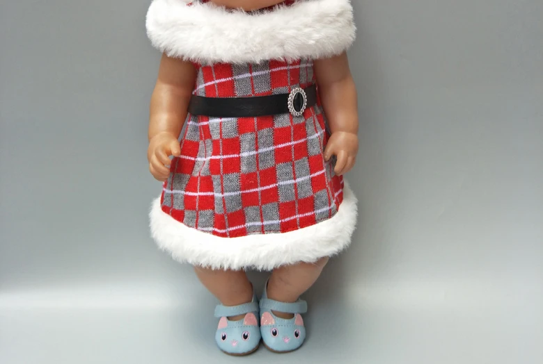 Повязка на голову для куклы 43 см платье в клетку леггинсы повязка 18 дюймов одежда