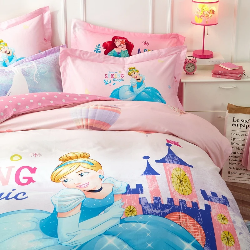 Дисней Розовый Золушка Принцесса Дети 100% хлопок постельное белье пододеяльник