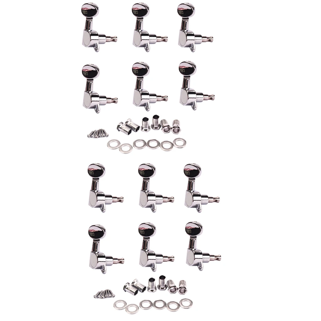 

12 Pcs Guitar Tuners, Tuning Key Peg Machine Heads for Electric Acoustic Guitars Silver