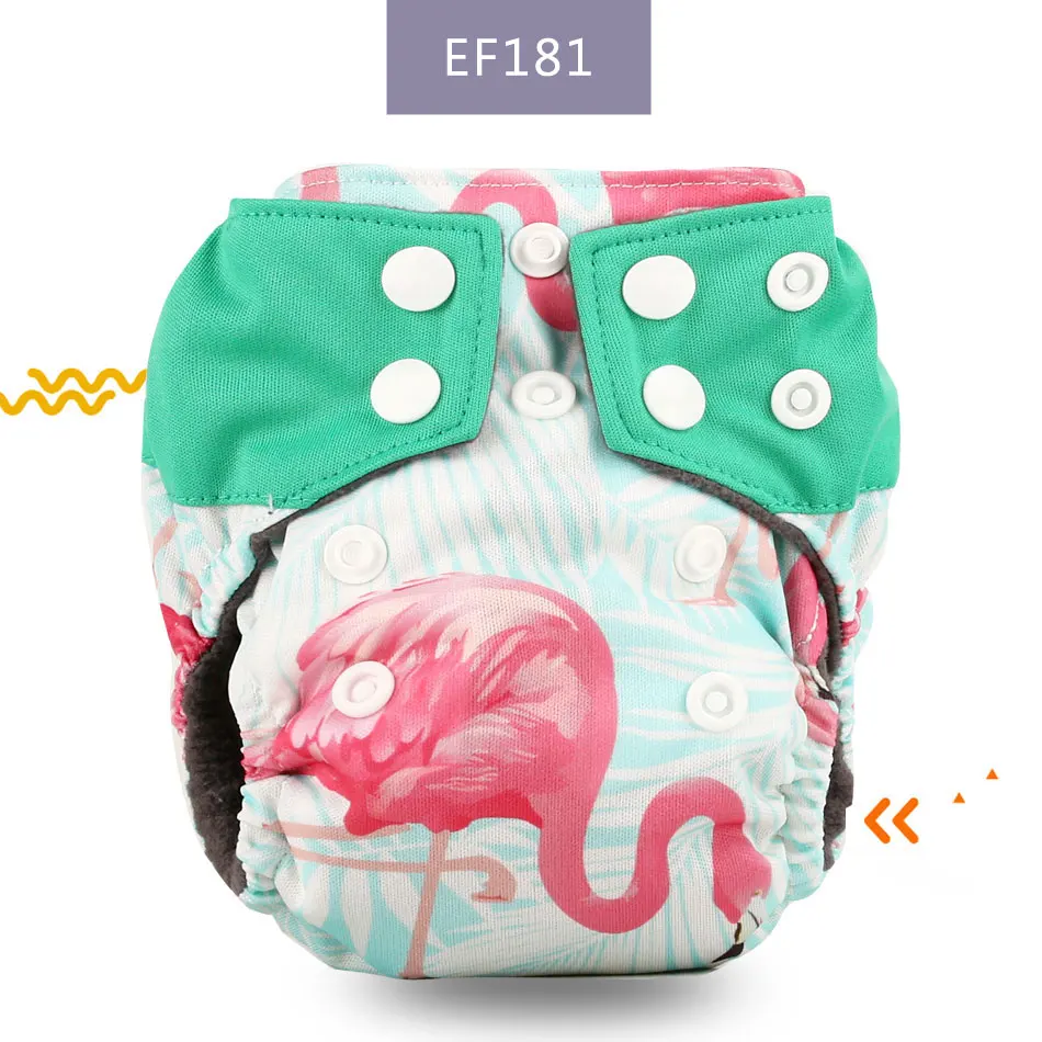 Elinfant пеленки для новорожденных с бамбуковым углем, aio, тканевые подгузники с пуговицами для живота, подходят для 0-3 месяцев - Цвет: EF181-newborn diaper