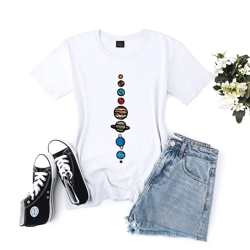 Футболка унисекс топ в стиле Харадзюку с изображением планеты Солнечной системы
