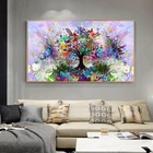 Акварельная живопись на холсте с изображением дерева, Абстрактные цветные постеры с цветами и принты, современная картина для гостиной, домашний декор
