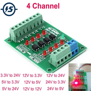 Изоляционная плата оптрона, преобразователь напряжения 24 В до 3,3 В5 В до 24 В12 В до 24 В, 4-канальный изолированный модуль, плата уровня сигнала PLC