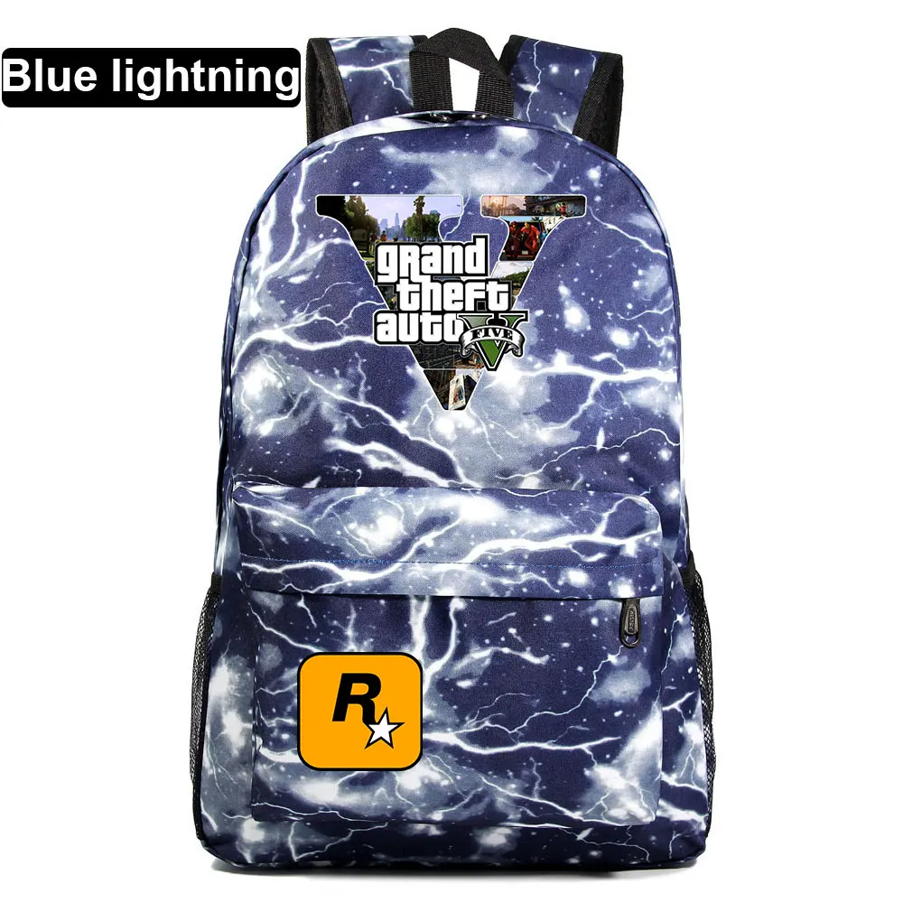 A34-14 Подарочные игры с героями мультфильмов, GTA5, клетчатая школьная сумка ярких цветов для мальчиков и девочек, женский рюкзак, школьные сумки для подростков, холщовые мужские школьные рюкзаки - Цвет: A34-14