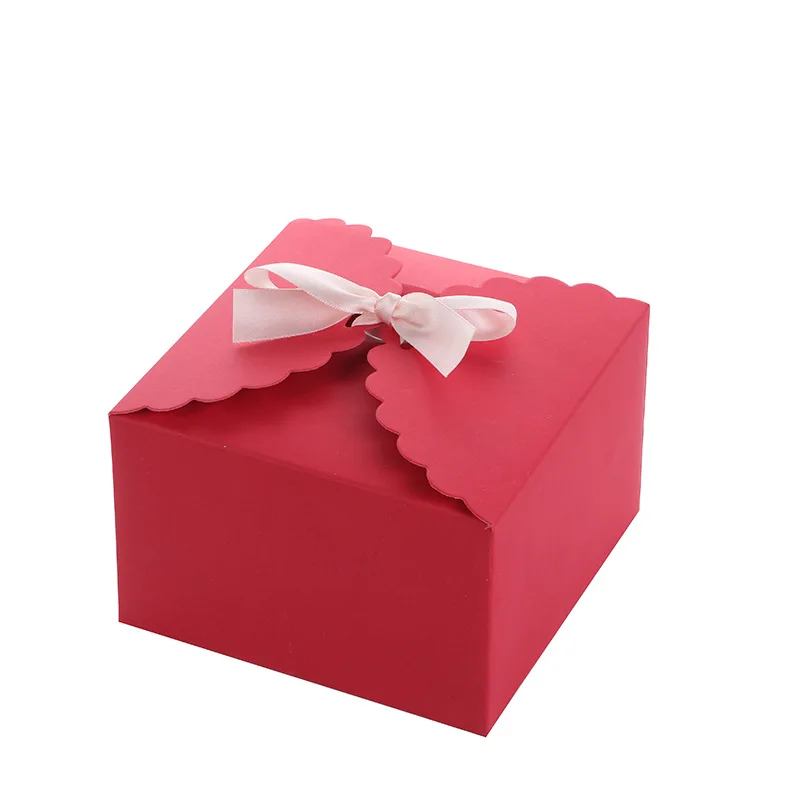 5/10/20pcs Kraft Paper Packaging Boxes for Baking Red Gift Box with Ribbon Wholesale Candy Packaging Birthday Wedding Favor Box enlarge