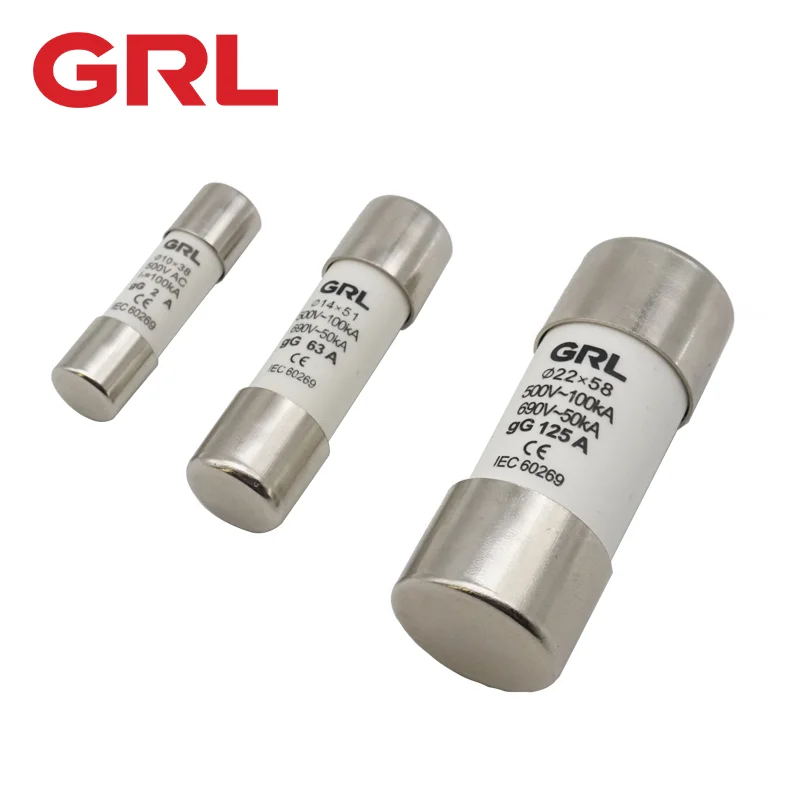 GRL AC 500V RO15-fusible cerámico de soplado rápido, RT18-32 de enlace 10X38 gG, recorte 2A 4A 6A 8A 10A 16A 20A 25A 32A