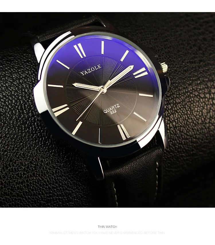 100 шт./лот 332 модные мужские часы с кожаным ремешком кварцевые высококачественные