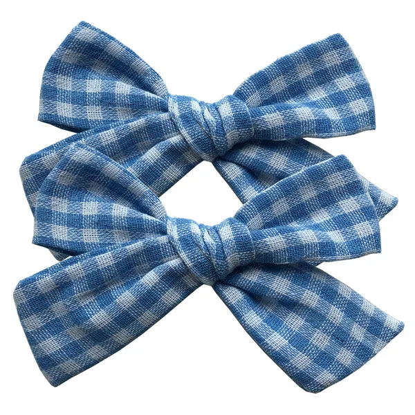 Plaid-311 BEILARRY, 2 шт., 4-дюймовые зажимы из хлопчатобумажной ткани с бантиком для маленьких девочек, заколки для волос с бантиком, заколки, заколки для волос, головные уборы, аксессуары для волос - Цвет: Plaid-311