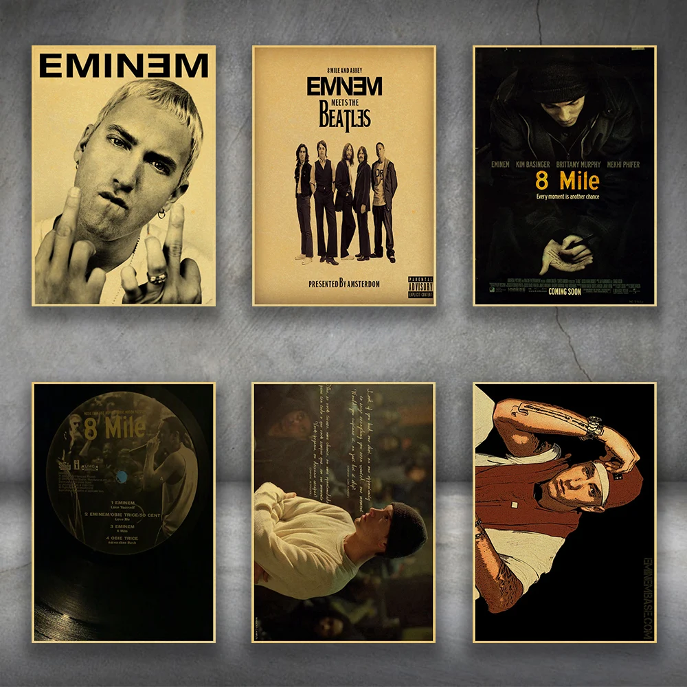 8 миля рэп исполнитель ретро постер стикеры rap god плакат Eminem крафт бумага
