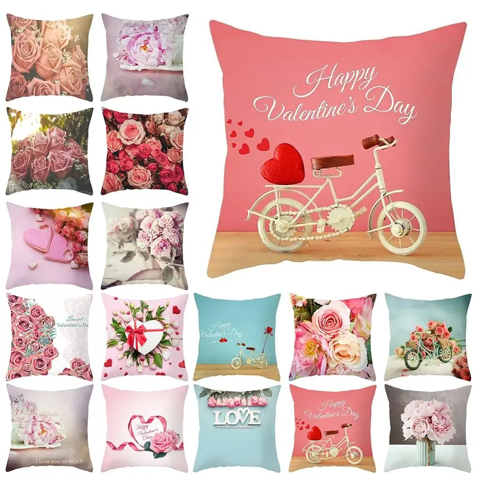 

Beautiful Rose Flower Love Series Valentine's Day Sofa Cushion Cover Car Pillowcase Fashion Quality Home Decor
