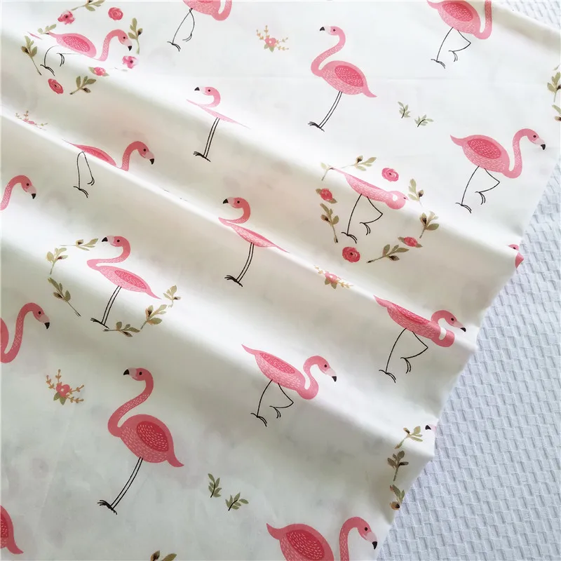100% хлопок поплин ткань с принтом фламинго мультяшным для платья рубашка ручной