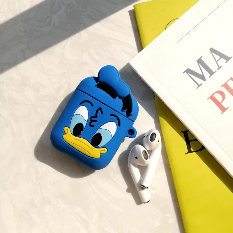 Donald Duck Милый мультяшный беспроводной Чехол для наушников для Apple AirPods 2 Силиконовый чехол для зарядки наушников Защитный чехол для AirPods - Цвет: Donald Duck
