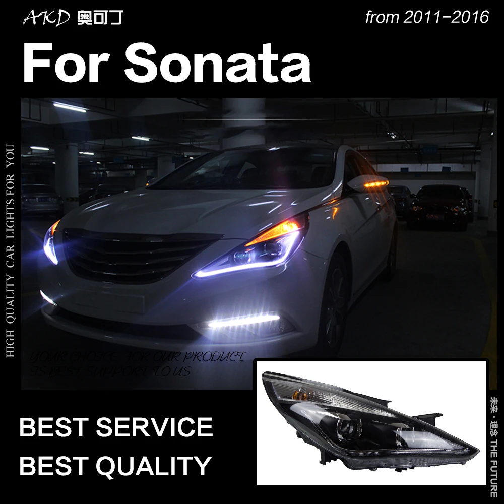 AKD автостайлинг фара для Hyundai Sonata фары 2011 2016 светодиодный ная DRL Hid Биксеноновые