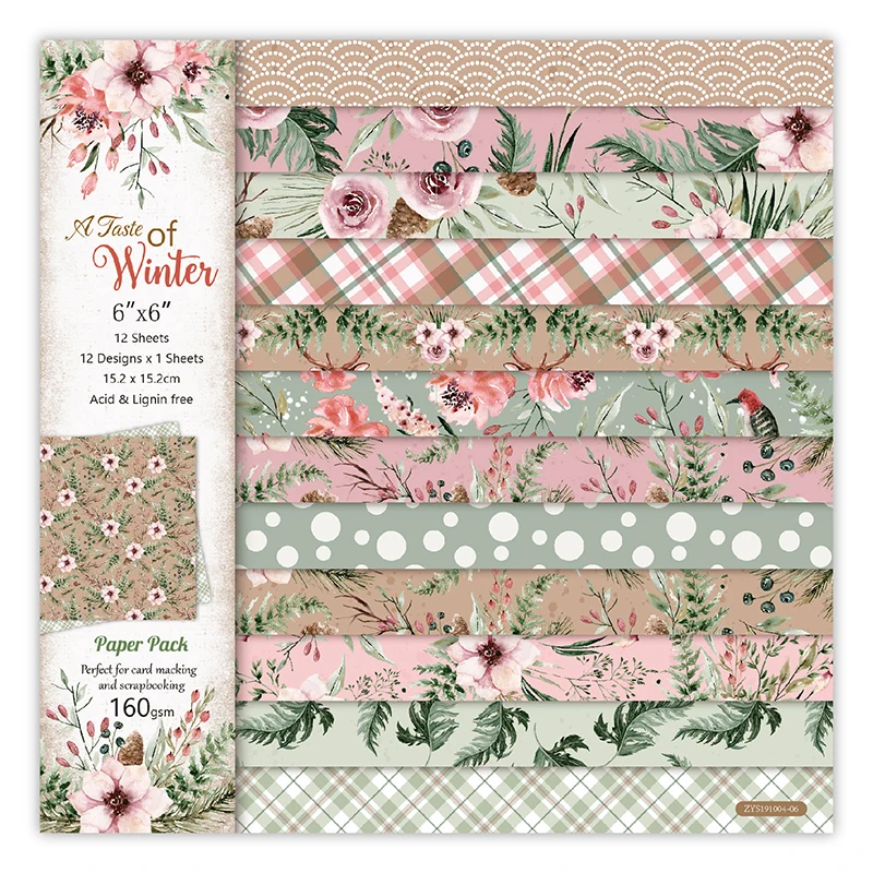 Виниловая бумага для скрапбукинга 12 листов со вкусом зимнего художественная