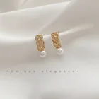 НОВЫЕ геометрические жемчужные серьги-гвоздики, модные французские ретро-серьги