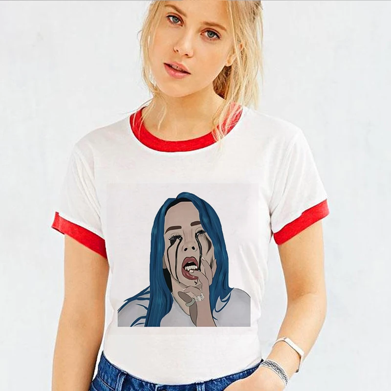 2020 new fashion women O-Neck Tshirt singer model actrees billie eilish Designer T-shirtt for | Женская одежда