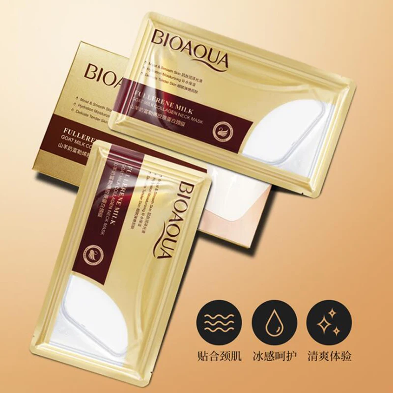 1pc Neck Mask Goat Milk Fullerene Collagen Membrane Tighten Skin Anti Aging Whitening | Красота и здоровье